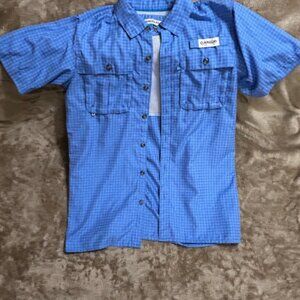 MAGELLAN OUTDOORS Youth Lg 14-16 Blue Plaid Relaxed Fit Moisture Wicking